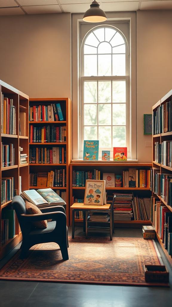 Cozy children's reading corner in a library